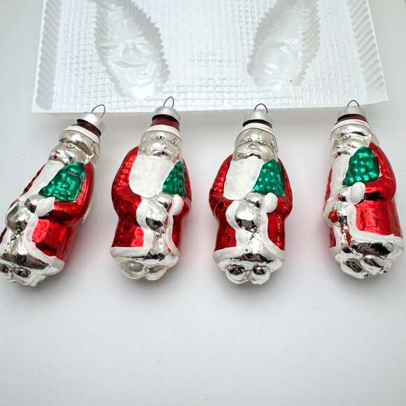 Bradford Novelty Christmas Trimmeries Hand Decorated Glass Santa Ornaments 4-Pac - Picture 2 of 11